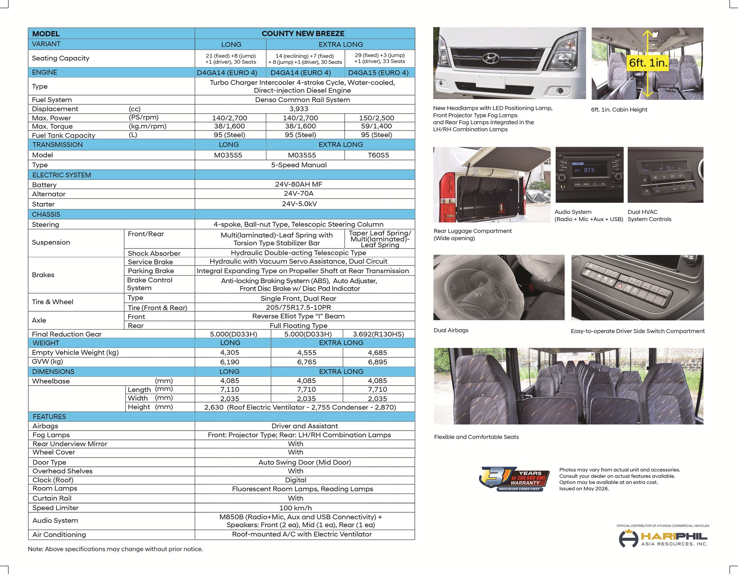 Hyundai County New Breeze specifications