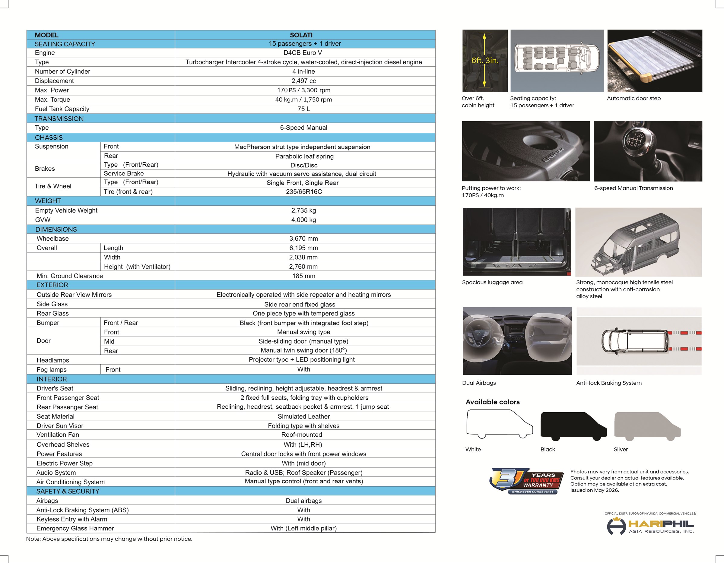 Hyundai Solati specifications